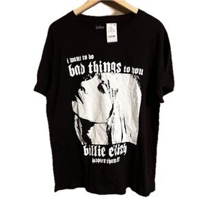 New Billie Eilish Black Happier Than Ever Black Tee Unisex XL NWT